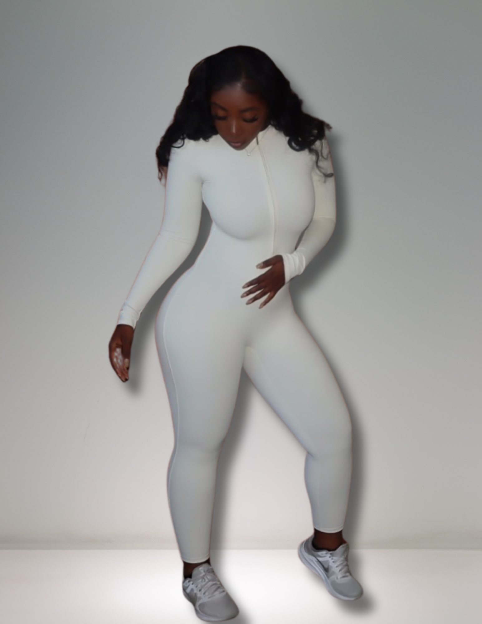 Deluxe Pearl White Caviar Long Sleeve BodySuit - M.Y.A.A.'S Bridal Party Collection