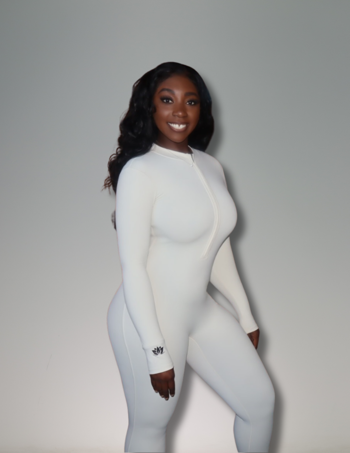 Deluxe Pearl White Caviar Long Sleeve BodySuit - M.Y.A.A.'S Bridal Party Collection